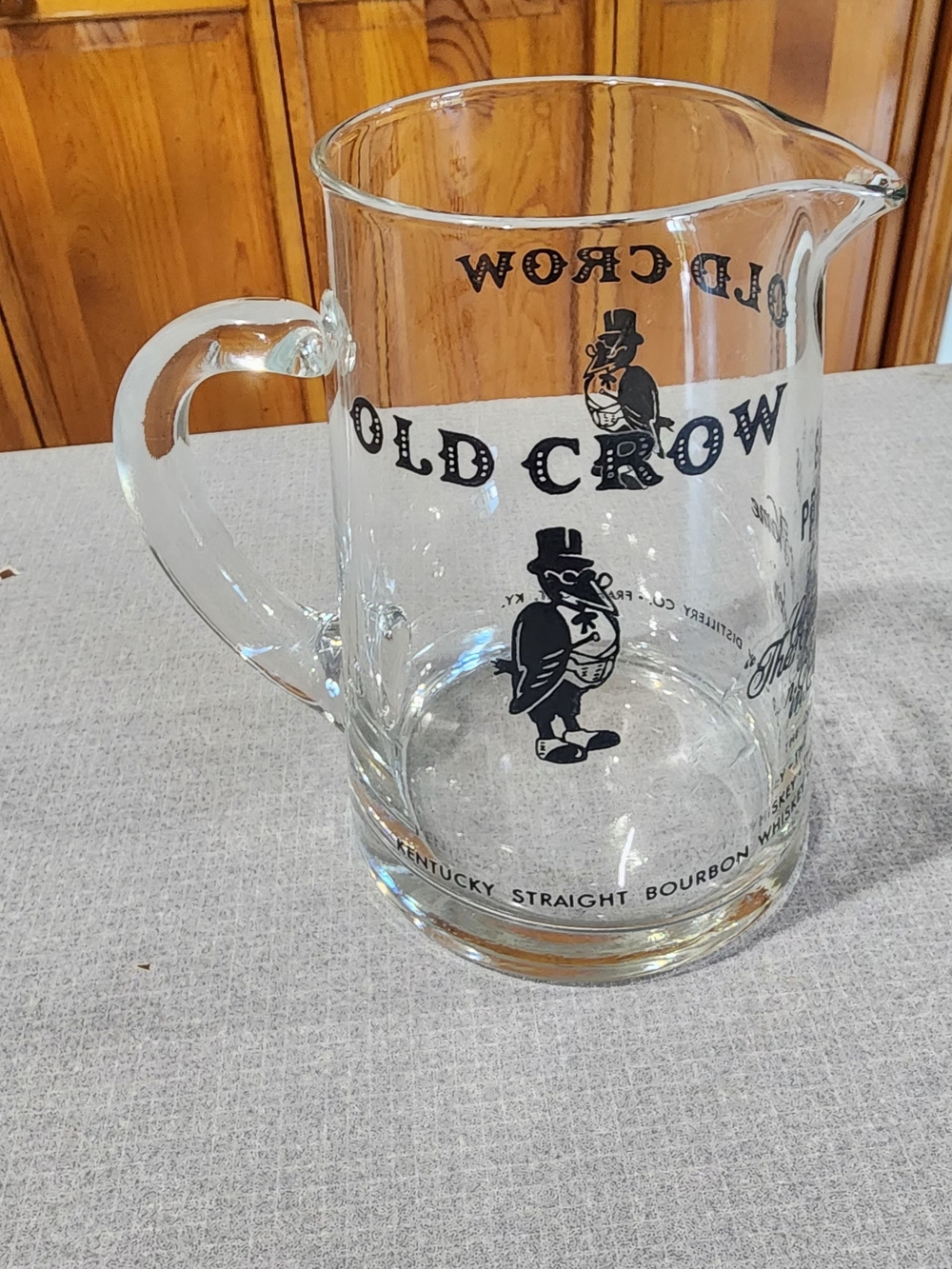 Vintage Old Crow Kentucky Straight Bourbon Whiskey Glass Pitcher Mug